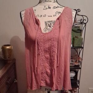 Anthropologie Meadow Rue Women's Pink Sleeveless Boho Top Size Small